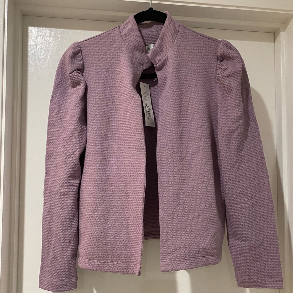 Amour Vert Lavender Puff Sleeve jacket with pockets